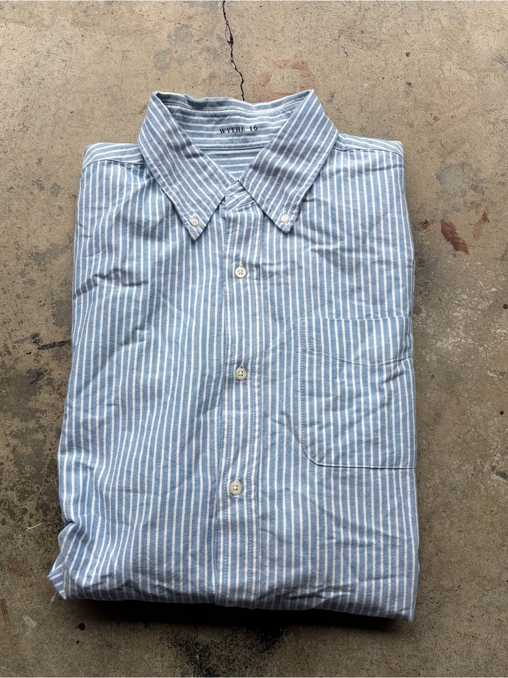 Wythe NYC Oxford Shirt OCBD Blue and White Stripe
